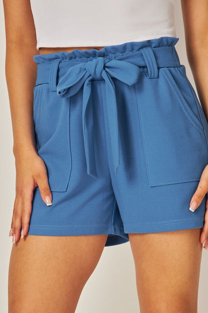 CREPE PAPERBAG BOW TIE CASUAL SHORTS