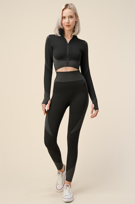 POP UP ACTIVE ZIP UP CROP JACKET & PANTS SET