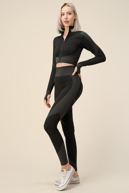 POP UP ACTIVE ZIP UP CROP JACKET & PANTS SET