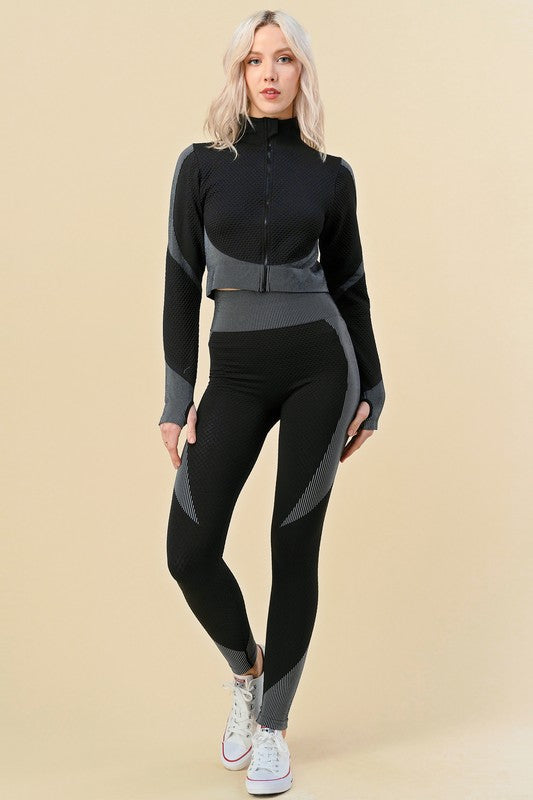 POP UP ACTIVE ZIP UP CROP JACKET & PANTS SET