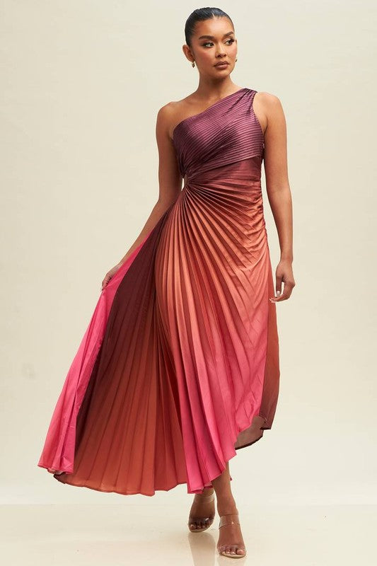 OMBRE PLEATED DRESS