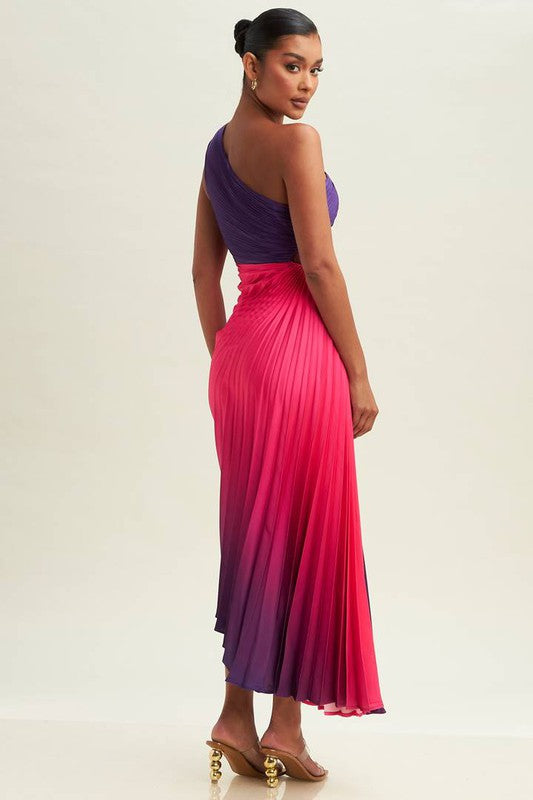 OMBRE PLEATED DRESS