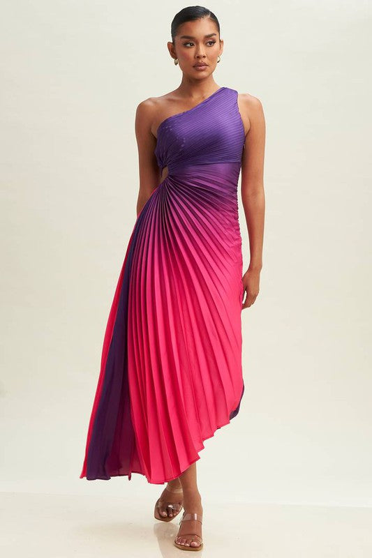 OMBRE PLEATED DRESS