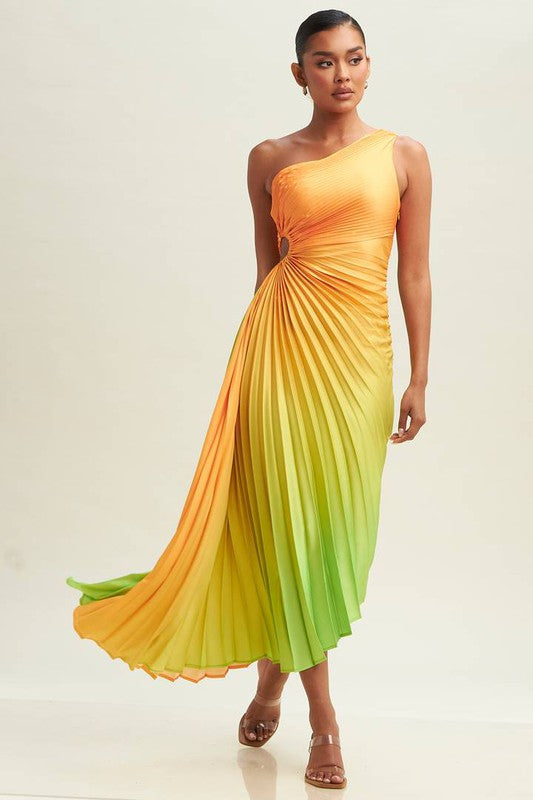 OMBRE PLEATED DRESS