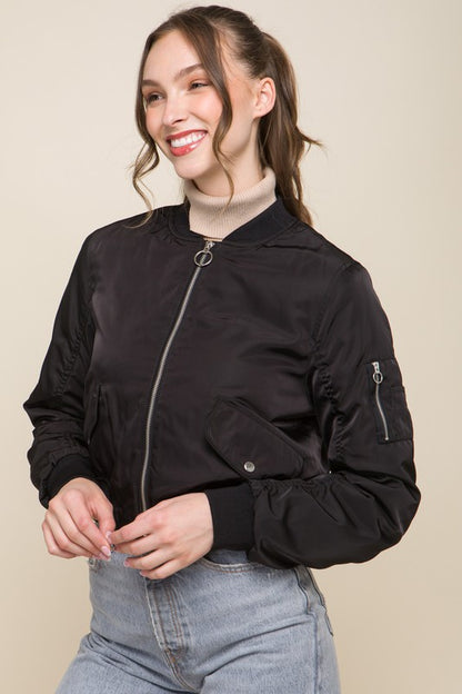 Zip Up Bomber Jacket