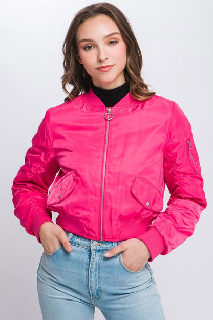 Zip Up Bomber Jacket