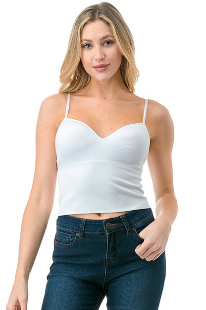 CAMI-TOP MIT BRA-CUP-MUSTER UND RIPPENMUSTER