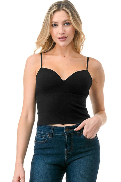 CAMI-TOP MIT BRA-CUP-MUSTER UND RIPPENMUSTER