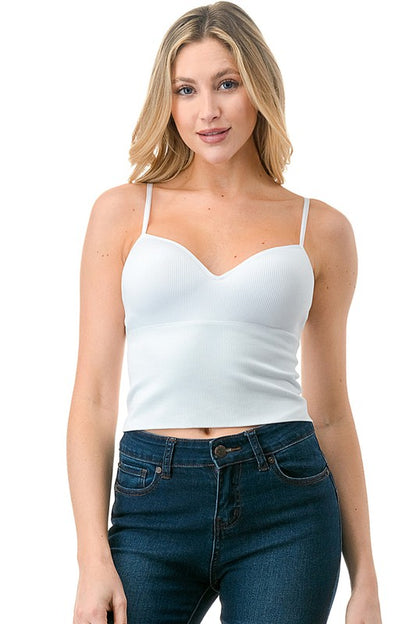 CAMI-TOP MIT BRA-CUP-MUSTER UND RIPPENMUSTER