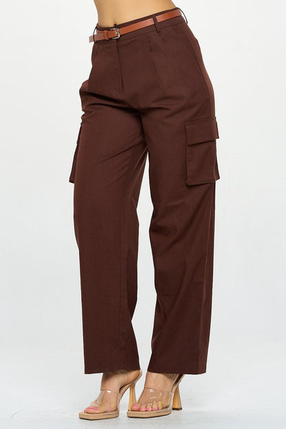 LINEN BELTED DETAIL FLARE PANTS