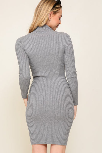 FUNNEL NECK SWEATER BODYCON DRESS