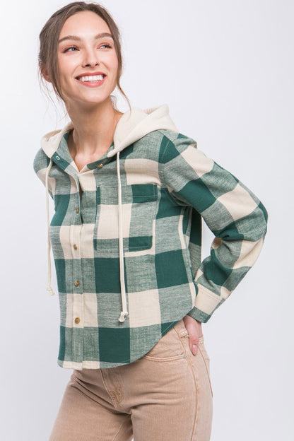 Lightweight Plaid Hooded Shirt