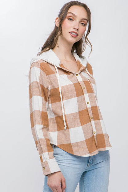 Lightweight Plaid Hooded Shirt