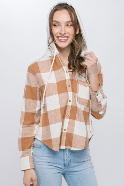 Lightweight Plaid Hooded Shirt