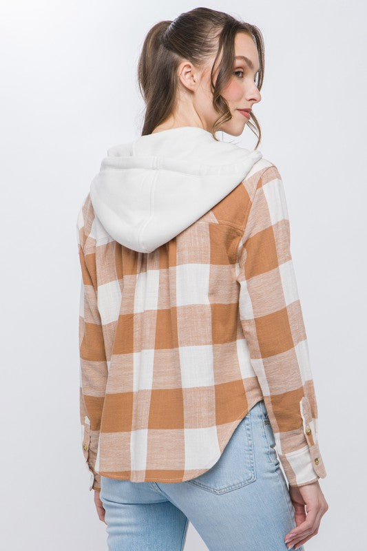 Lightweight Plaid Hooded Shirt