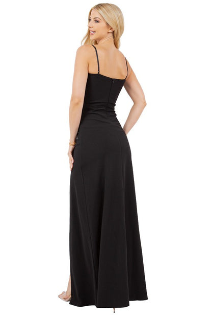 CORSET MESH MAXI LONG DRESS WITH SIDE SLIT