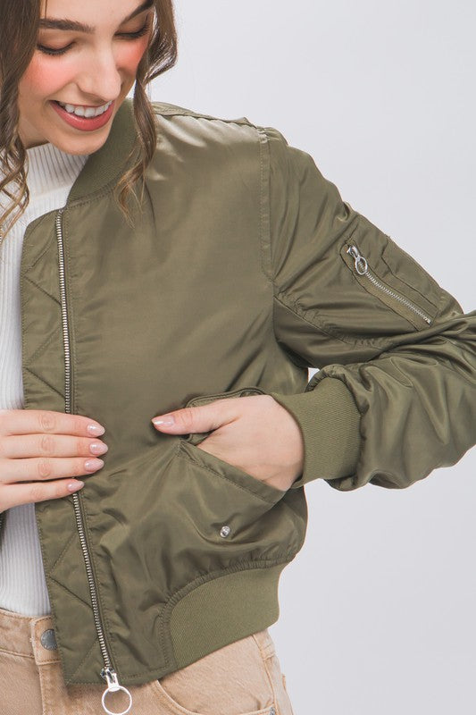 Zip Up Bomber Jacket