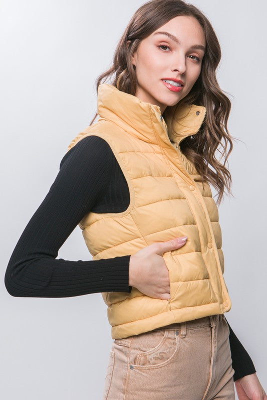 HIGH NECK ZIP-UP PUFFER VEST