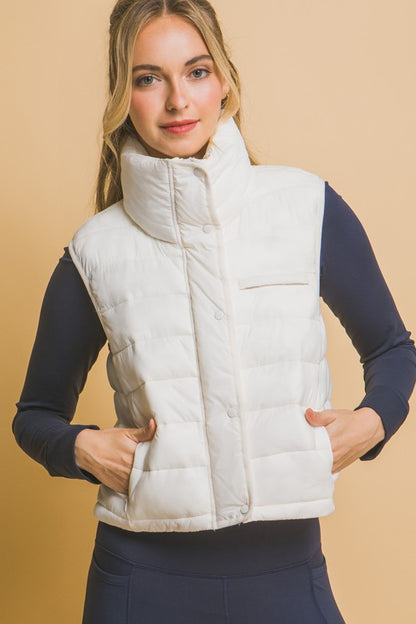 HIGH NECK ZIP-UP PUFFER VEST