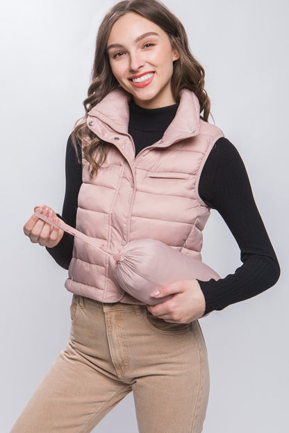 HIGH NECK ZIP-UP PUFFER VEST