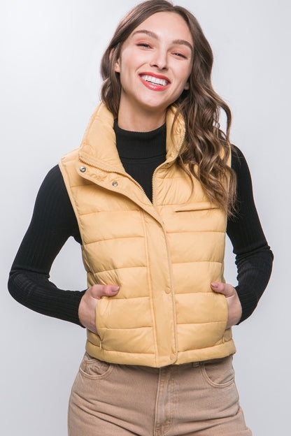 HIGH NECK ZIP-UP PUFFER VEST