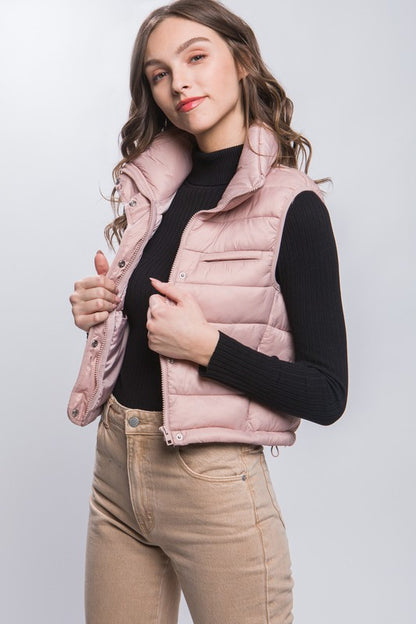 HIGH NECK ZIP-UP PUFFER VEST