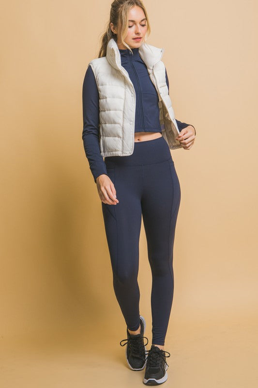 HIGH NECK ZIP-UP PUFFER VEST