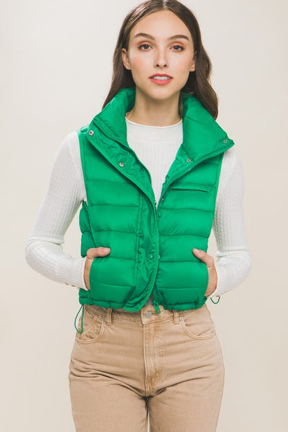 HIGH NECK ZIP-UP PUFFER VEST