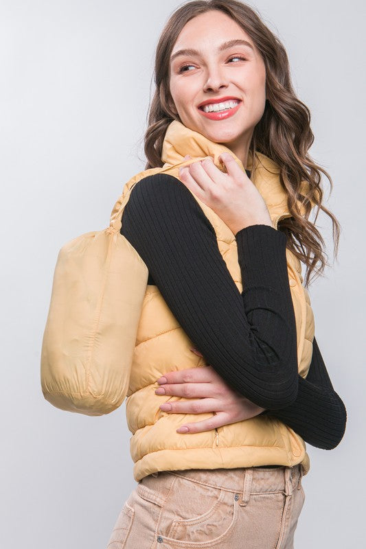 HIGH NECK ZIP-UP PUFFER VEST