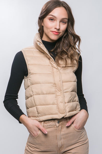 HIGH NECK ZIP-UP PUFFER VEST