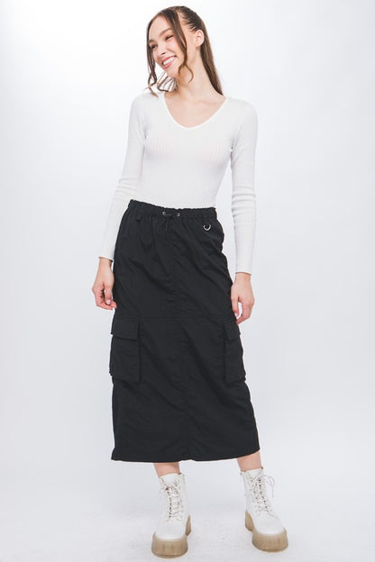 Cargo Skirt With Side Pocket Detail And Rear Slit