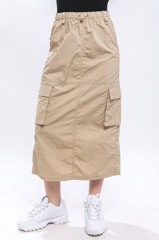 Cargo Skirt With Side Pocket Detail And Rear Slit