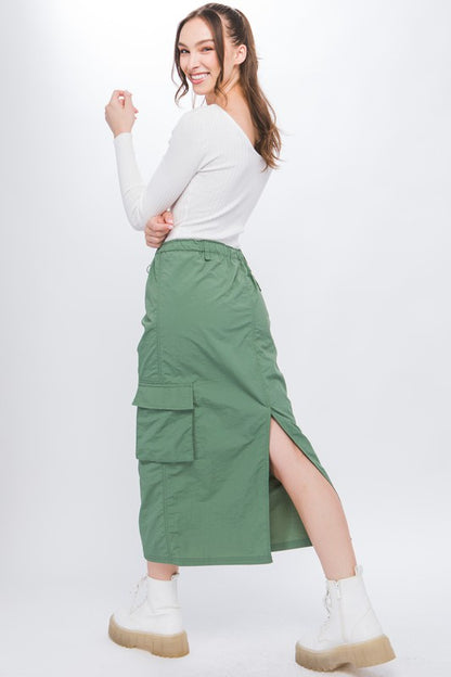 Cargo Skirt With Side Pocket Detail And Rear Slit