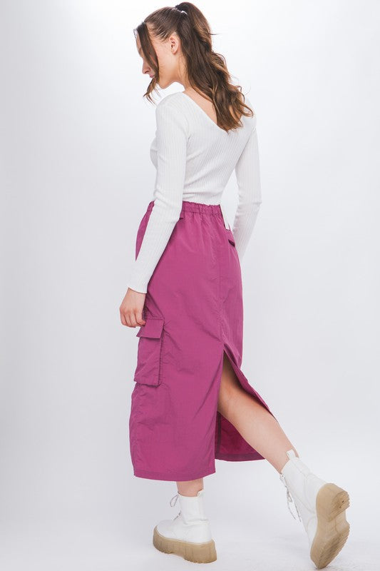 Cargo Skirt With Side Pocket Detail And Rear Slit