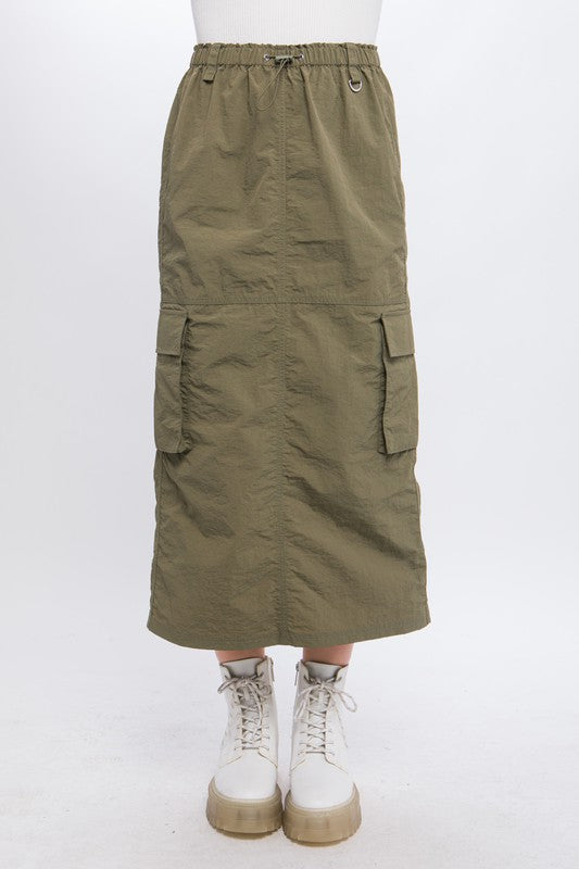 Cargo Skirt With Side Pocket Detail And Rear Slit