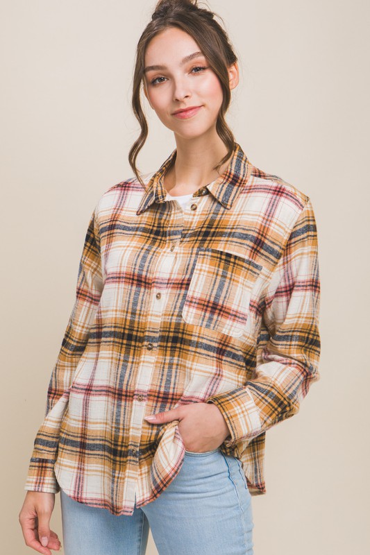 Plaid Long Sleeve Button Down Shirt