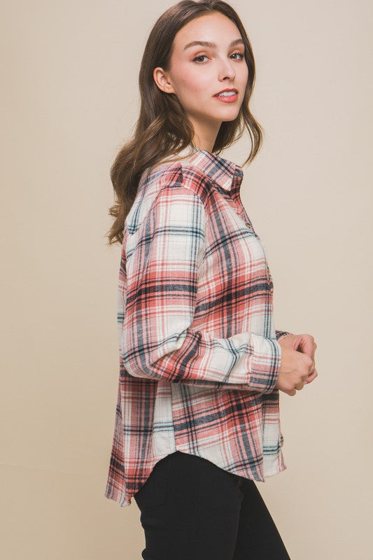 Plaid Long Sleeve Button Down Shirt