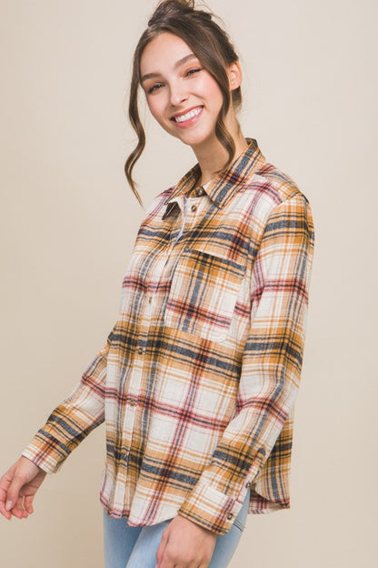 Plaid Long Sleeve Button Down Shirt