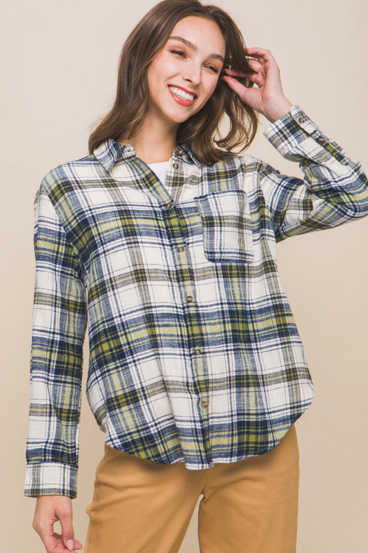 Plaid Long Sleeve Button Down Shirt