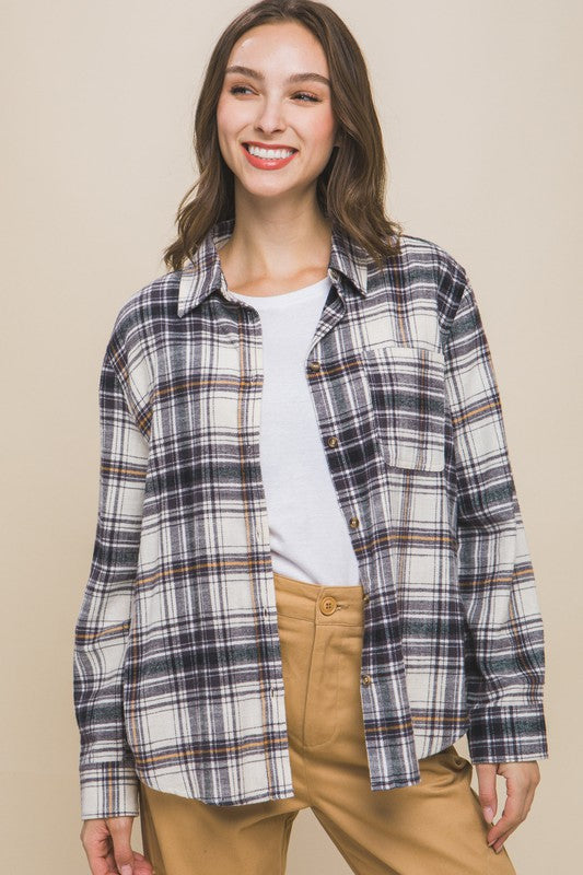 Plaid Long Sleeve Button Down Shirt