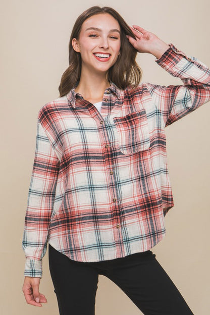 Plaid Long Sleeve Button Down Shirt