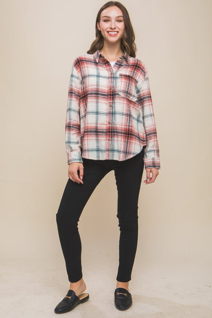 Plaid Long Sleeve Button Down Shirt