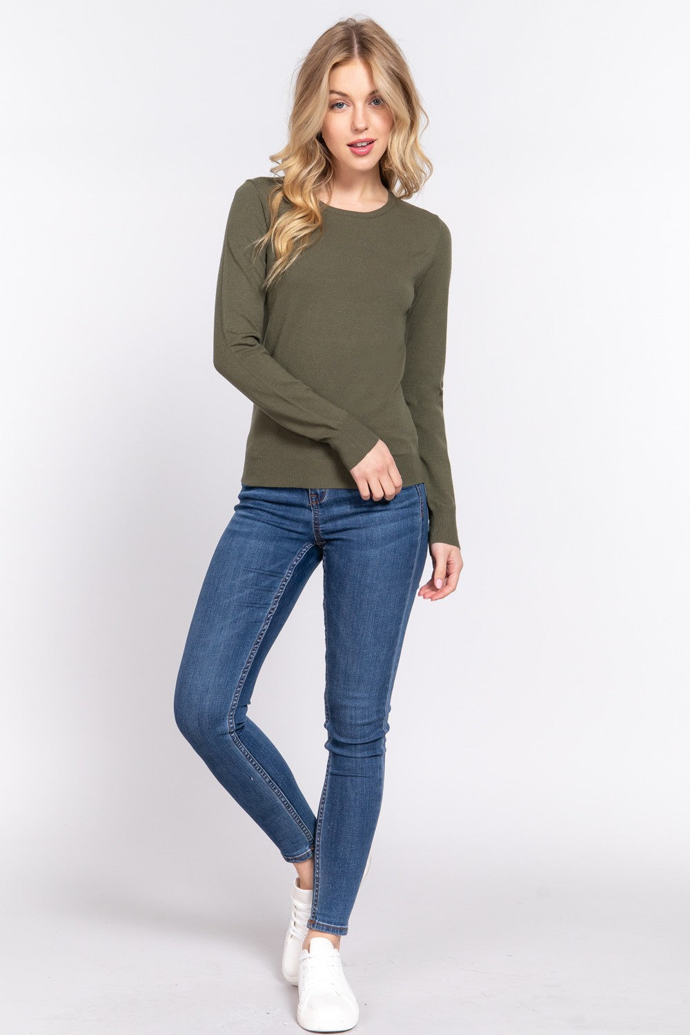 LONG SLEEVE CREW NECK BASIC SWEATER