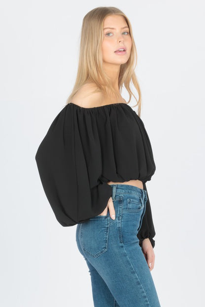 SCOOP NECK BLOUSE WITH BALOON SLEEVE