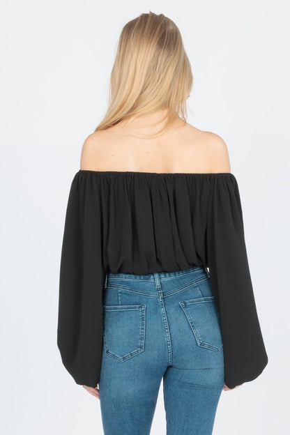 SCOOP NECK BLOUSE WITH BALOON SLEEVE