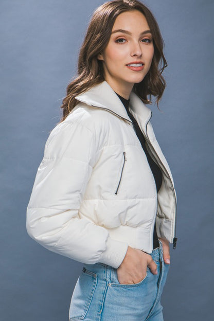 CROPPED TURTLE-NECK PUFFER JACKET