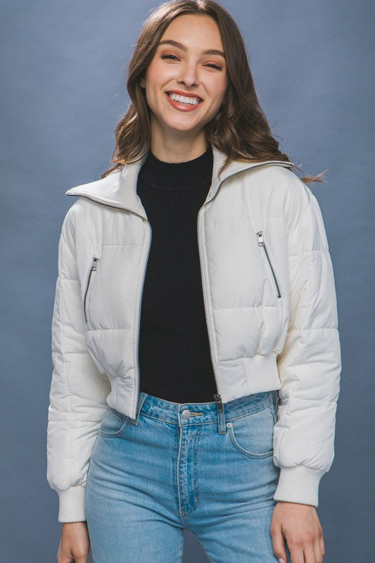 CROPPED TURTLE-NECK PUFFER JACKET