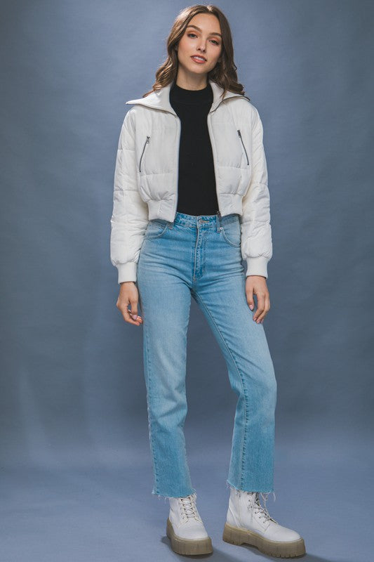 CROPPED TURTLE-NECK PUFFER JACKET