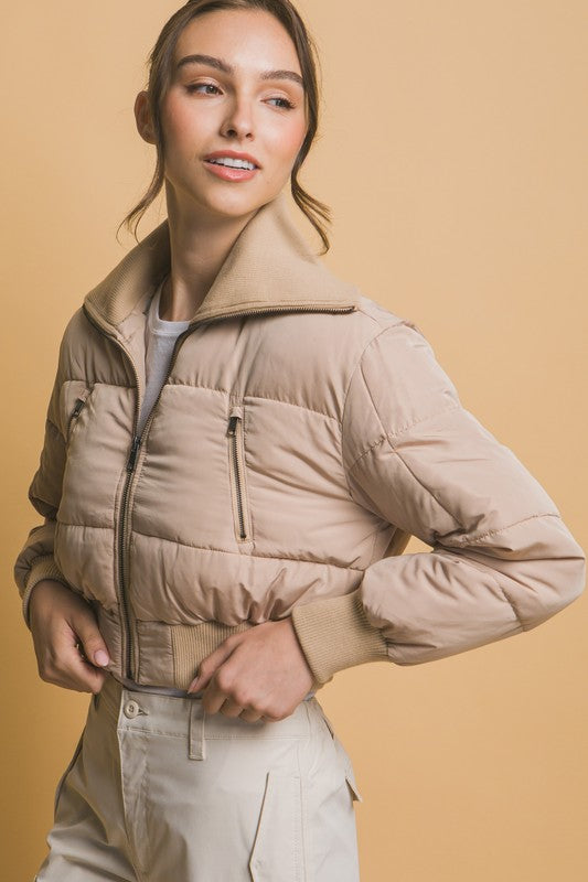 CROPPED TURTLE-NECK PUFFER JACKET