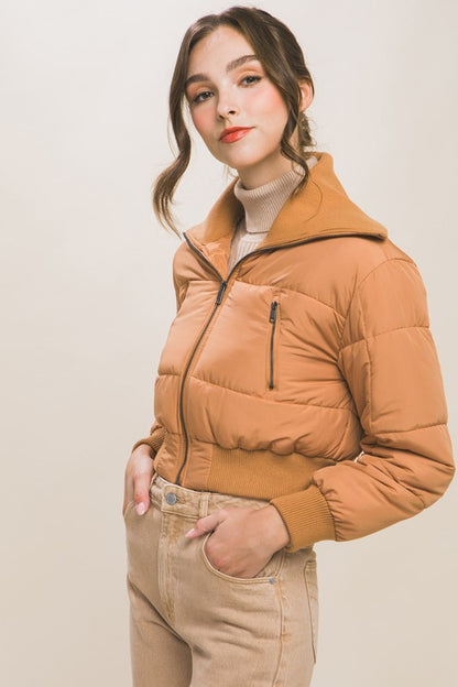 CROPPED TURTLE-NECK PUFFER JACKET